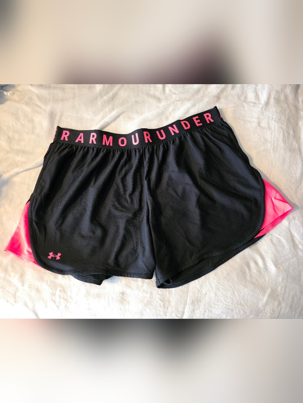 Under Armour Women’s Black Performance Shorts with Pink Logo Waistband